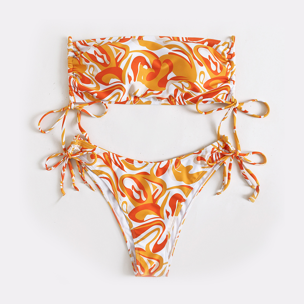 Tie Dye Bandeau Trendy Women Bikini Swimsuit