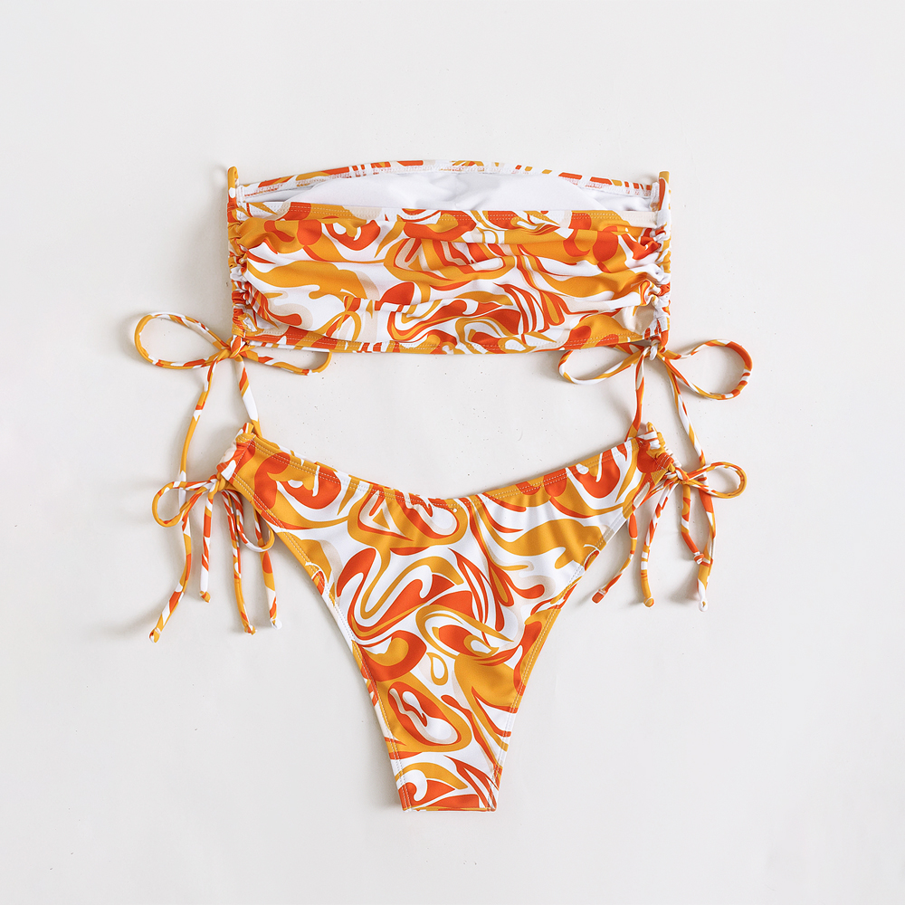 Tie Dye Bandeau Trendy Women Bikini Swimsuit