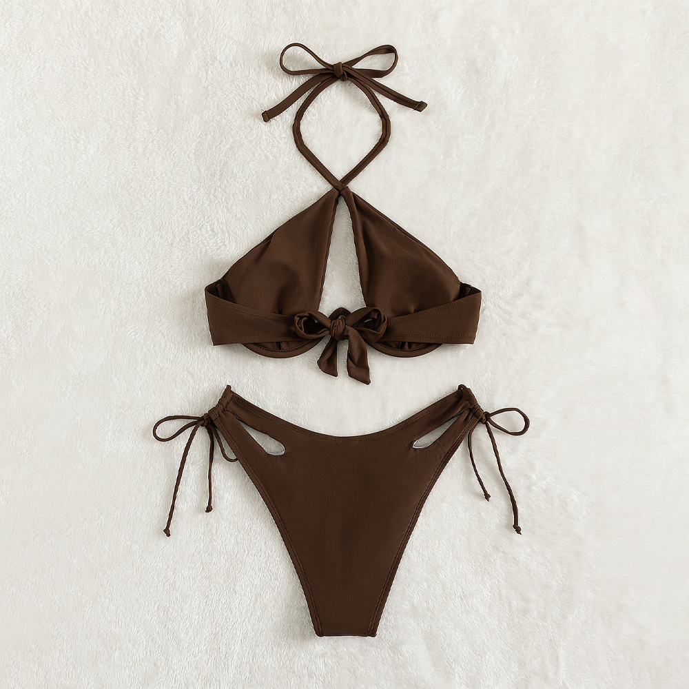 sexy crisscross solid color women bikini