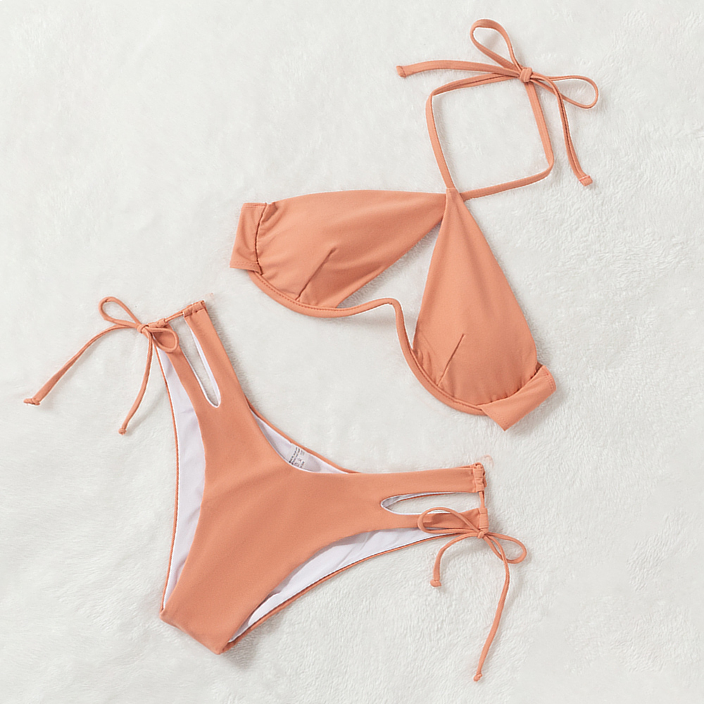 sexy crisscross solid color women bikini