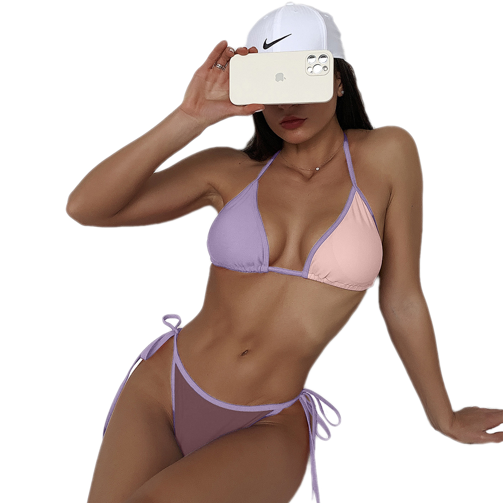 Sexy Halter Color Block Women Swimwear