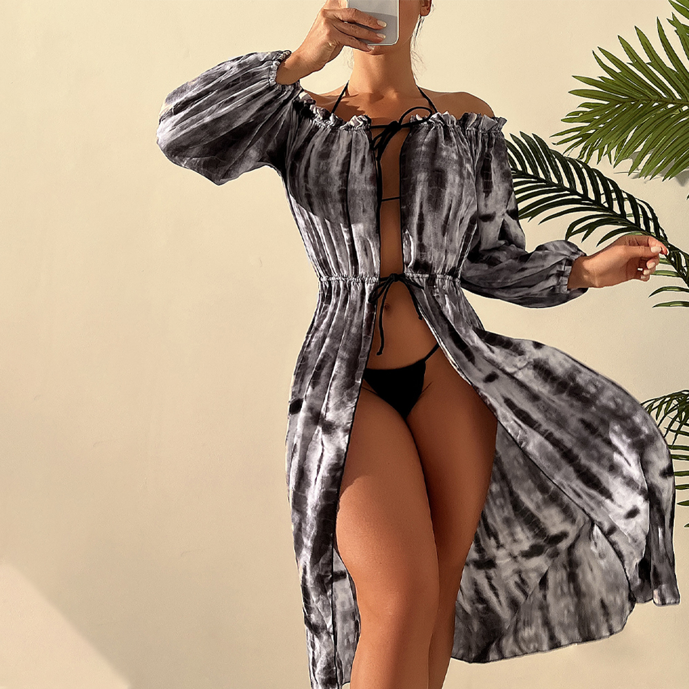 Creative Ruffled Long Sleeves Bikini Cover Up