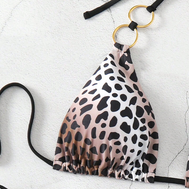 Chuzhou Sunrising Garment ring linked leopard metallic sexy triangle women bikini