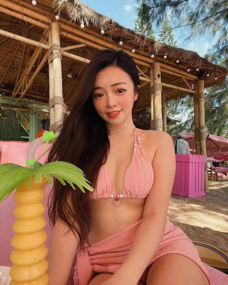 ruched sexy pink Asian little open girl women jewelry bikini  with sarong