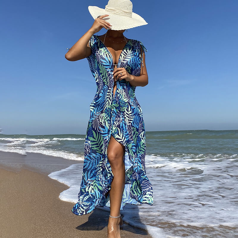 Chuzhou Sunrising Garment ruffle floral women bikini streetwear cover up sarong and dress