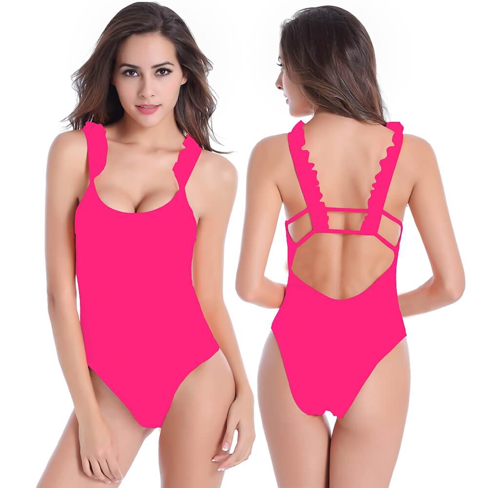 pink green orange blue white black solid color one piece flash hollow out beachwear