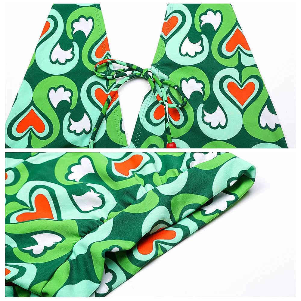 green poker women beach dress with two piece sexy bikini set sexy 3 piece beachwear swimming suit