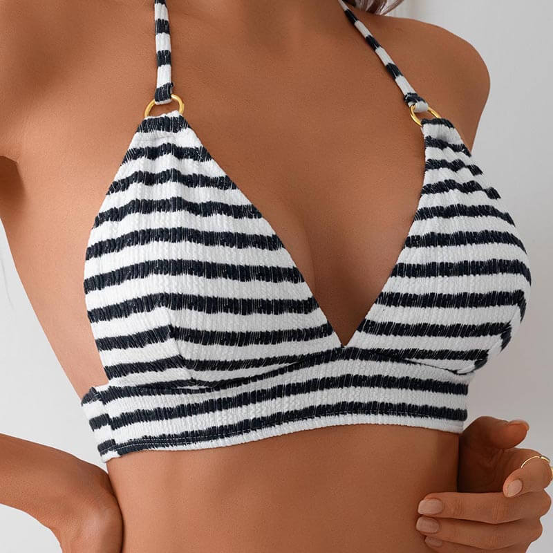 black and white stripe two piece women bikini