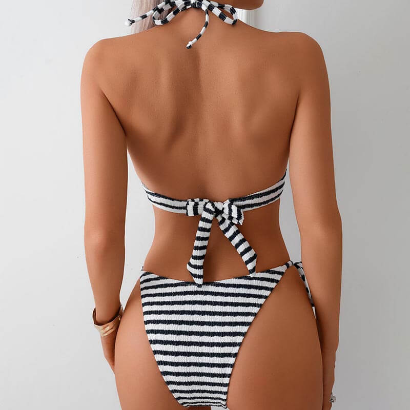 black and white stripe two piece women bikini