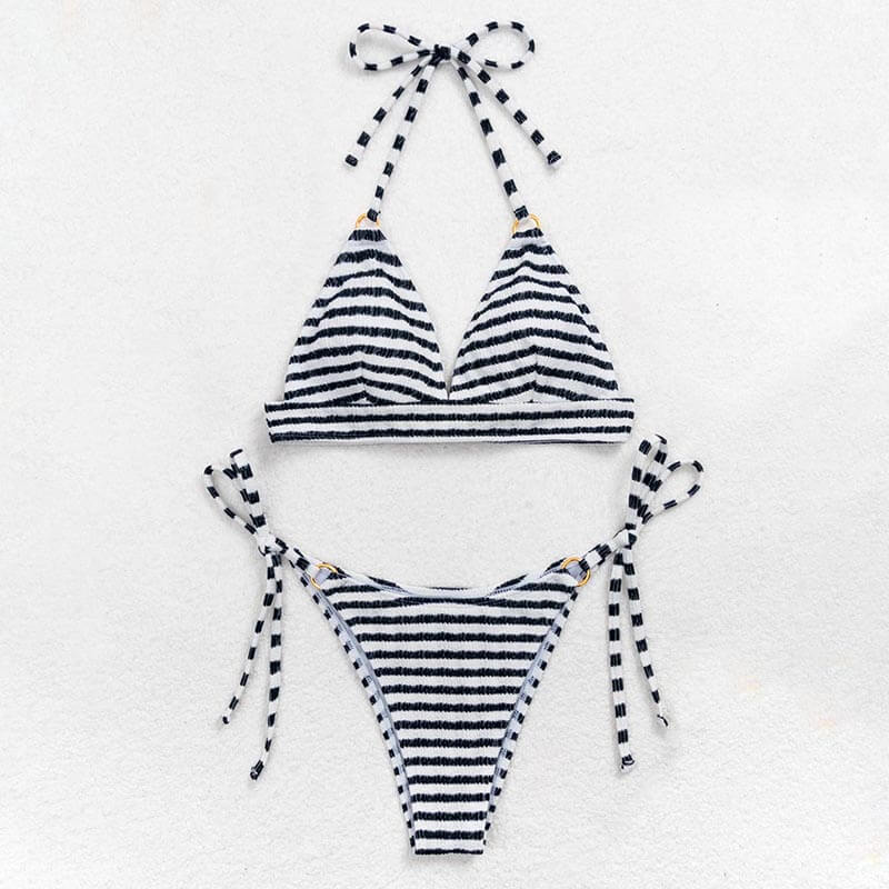 black and white stripe two piece women bikini