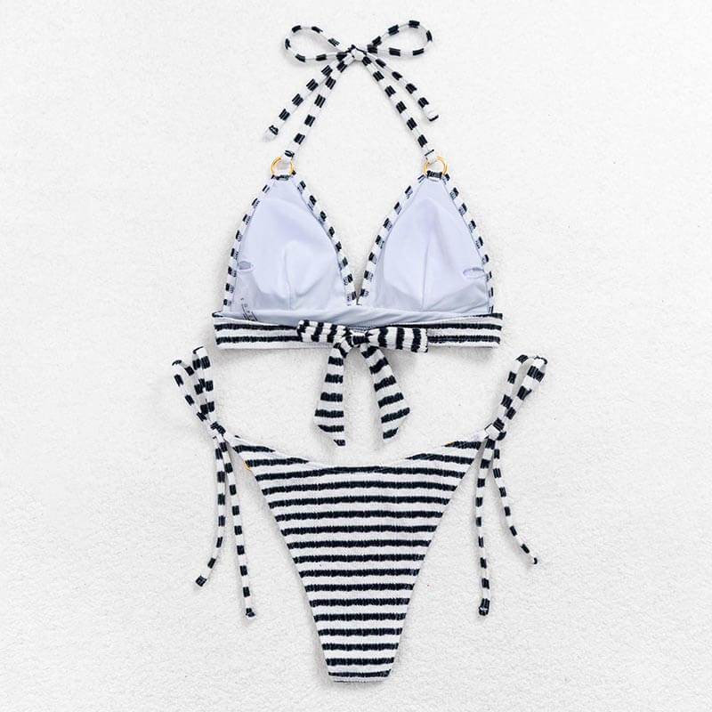 black and white stripe two piece women bikini