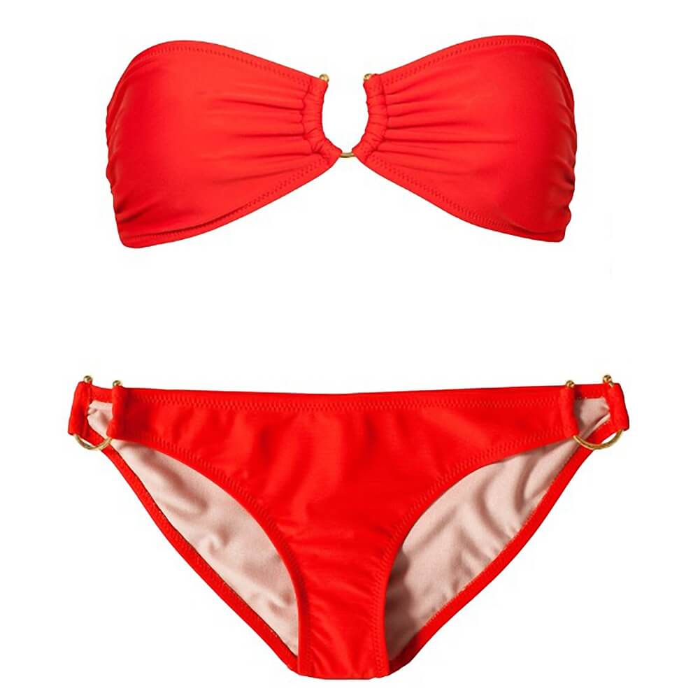 underwire U ring linked bandeau green orange black white two piece women bikini
