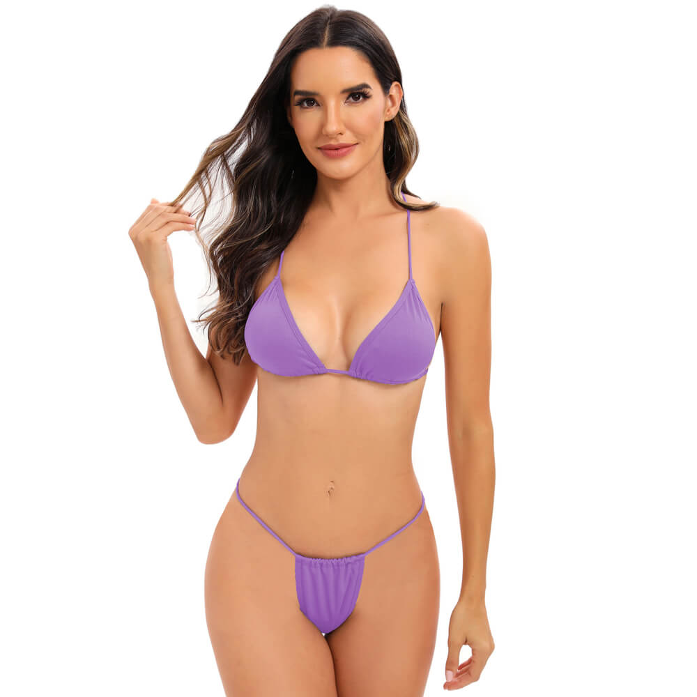 solid pink purple royal blue 8 color g string extremely micro sexy two piece women swimsuit bikini swimwear