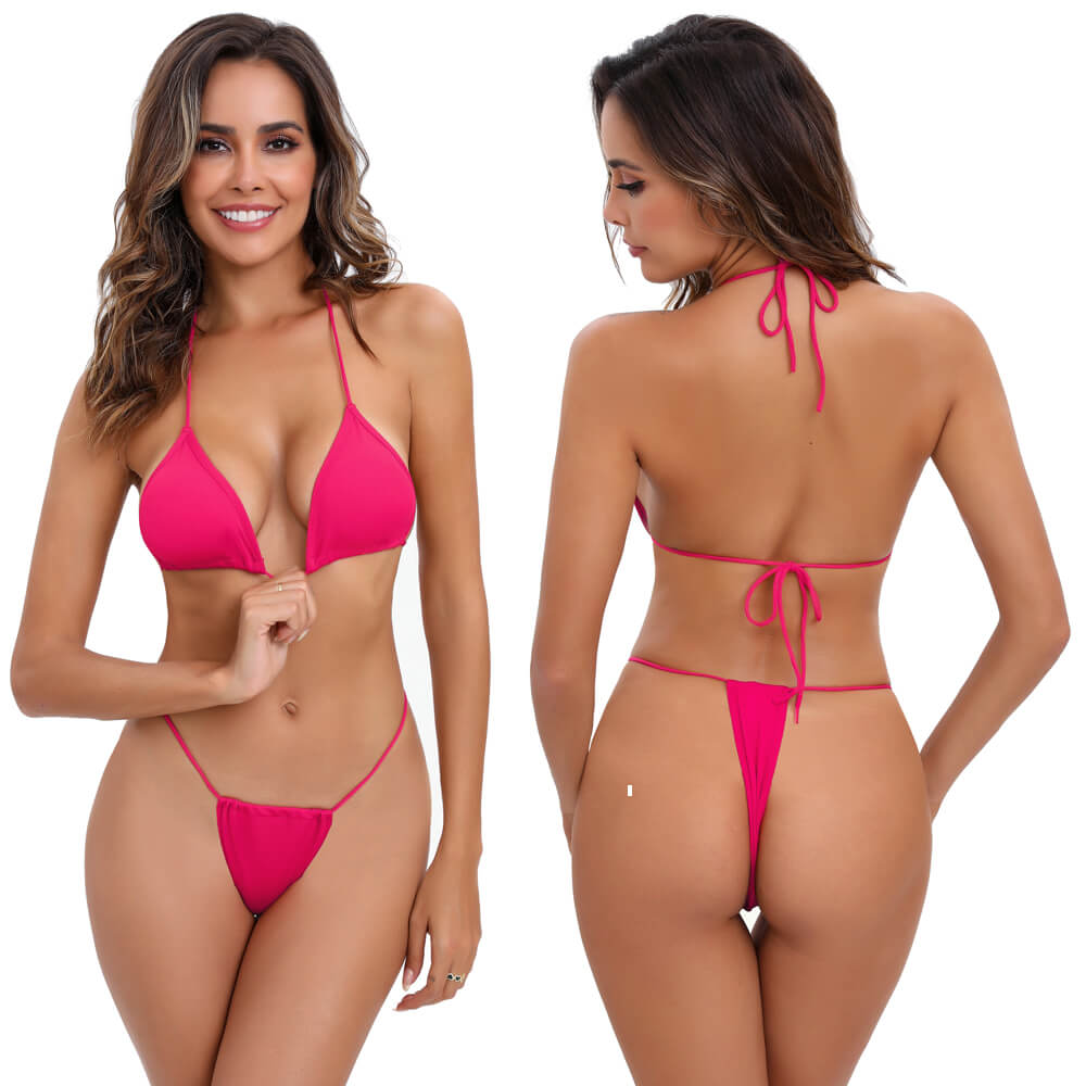 g string 9 solid color thong micro mini two piece triangle women bikini